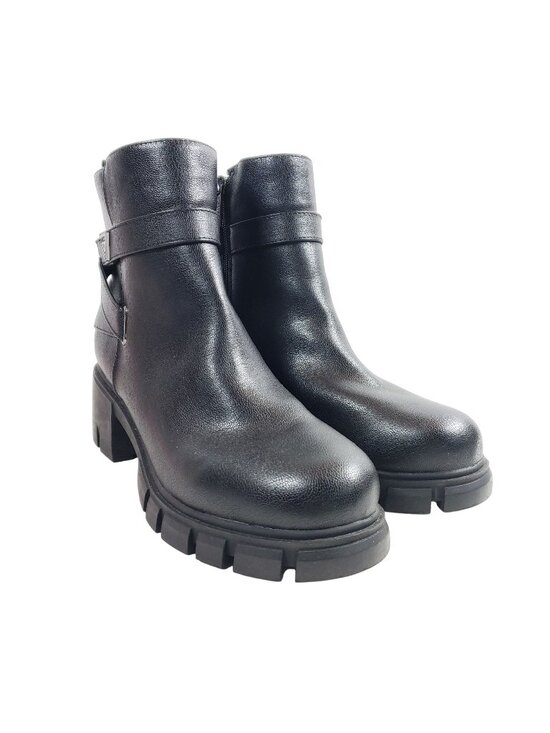 Guess Shoes - Guess Womens Black Chunky Heel Ankle Boots 10 All Man-Made Materials Rugged Sole